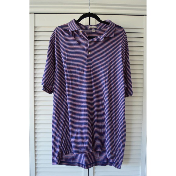 Peter Milar Men's Large Polo Blue and Red Striped Polo | Size Large - Picture 1 of 5